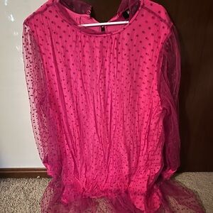 Pink Sheer Polka Dot Dress